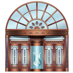 玻璃四开铜门 工厂直销，定制您的艺术门廊